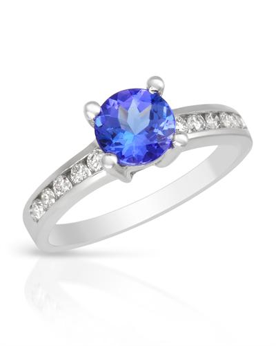 Gold TANZANITE and Diamond Ring