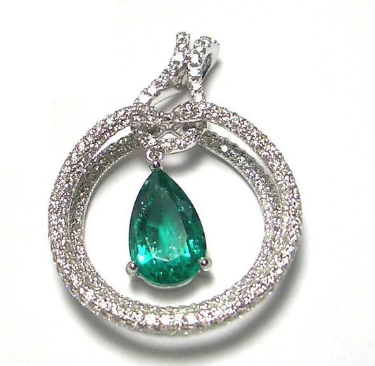 Gold Emerald and Diamond Pendant