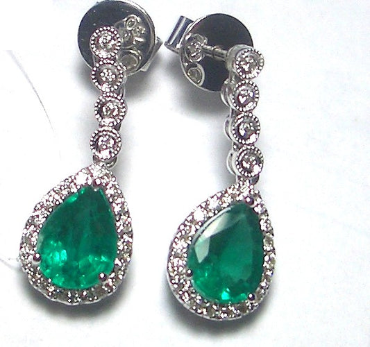 Gold emerald and Diamond Earring