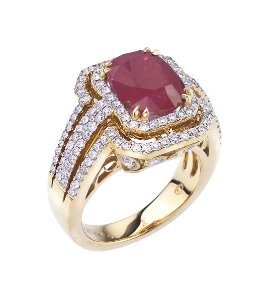 Gold Ruby and Diamond Ring