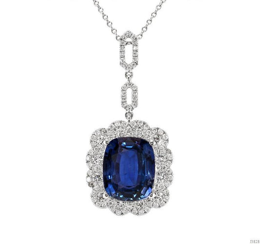 Gold Sapphire And Diamond Pendant