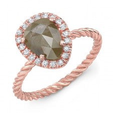 ROSE GOLD CONTEMPORARY HALO ROUGH DIAMOND RING