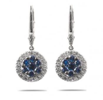 1.00 Ct Pair Of Blue And White Diamond Earrings