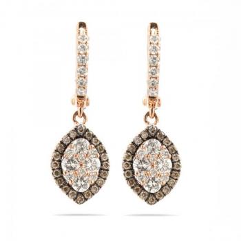 0.90 ct Champagne And White Diamond Earrings