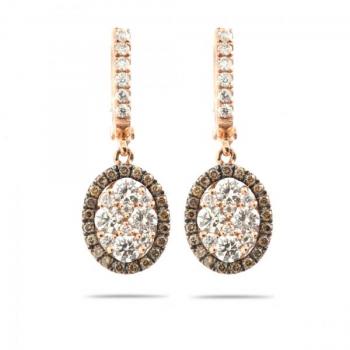 1.11 Ct Of Champagne And Whte Diamond Earrings