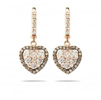 1.23 ct Champagne And White Diamond Earrings