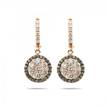 1.35 ct Champagne And White Diamond Earrings
