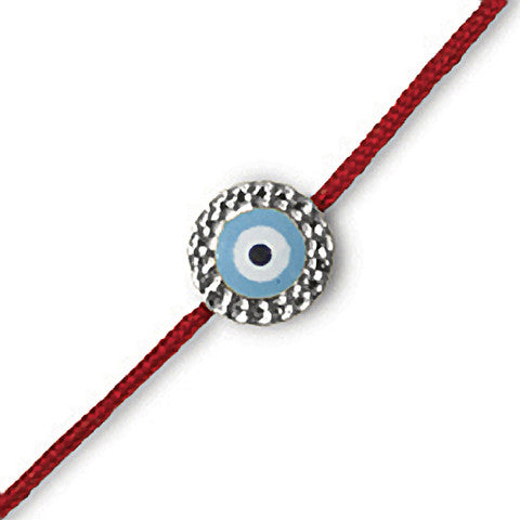 Hammered Gold Evil Eye On Red Cord
