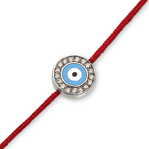 Evil Eye With Diamonds On A Red Cord