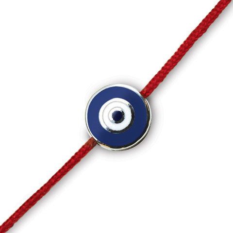 Navy Round Evil Eye On A Red Cord