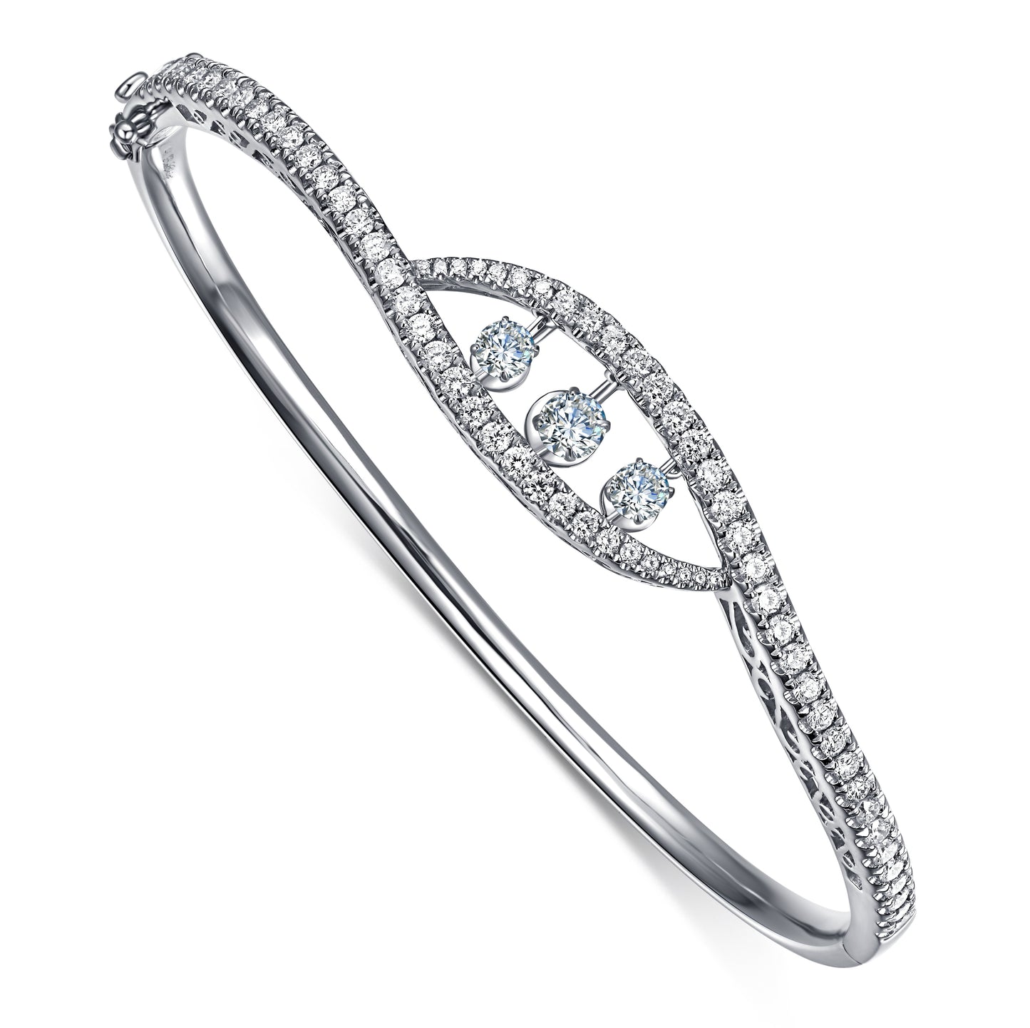 14KT White Gold Dancing Diamond Bracelet