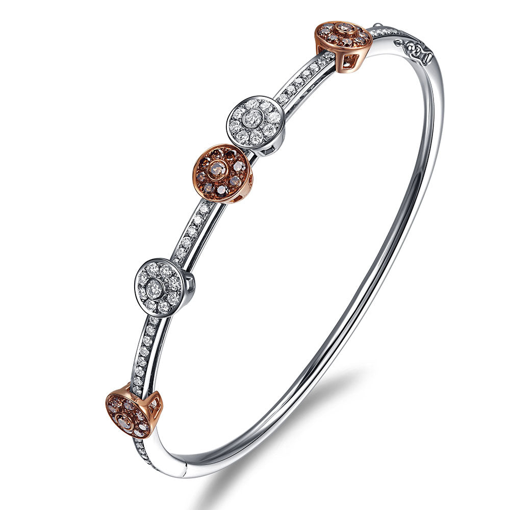 Floating White Gold Bangle with Blue and White Diamond