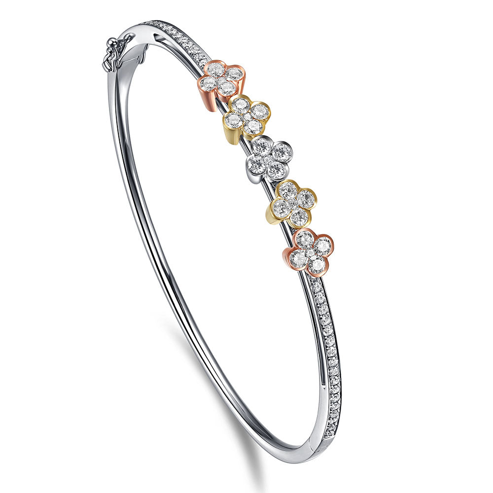 Floating White Gold Bangle with White Diamond