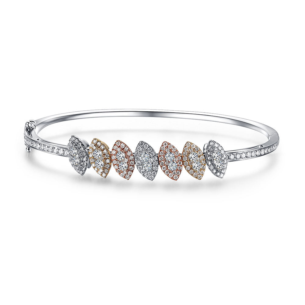 Floating White Gold Bangle with White Diamond