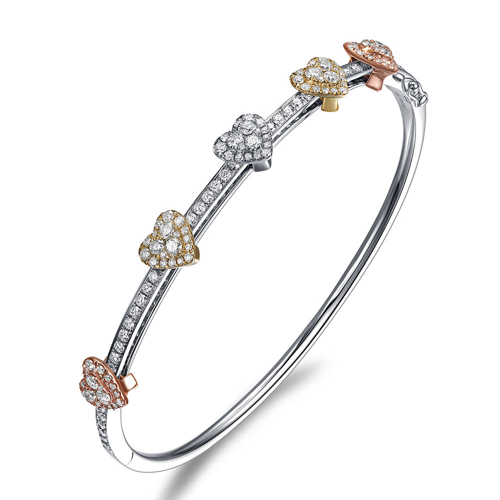 Floating White Gold Bangle with White Diamond