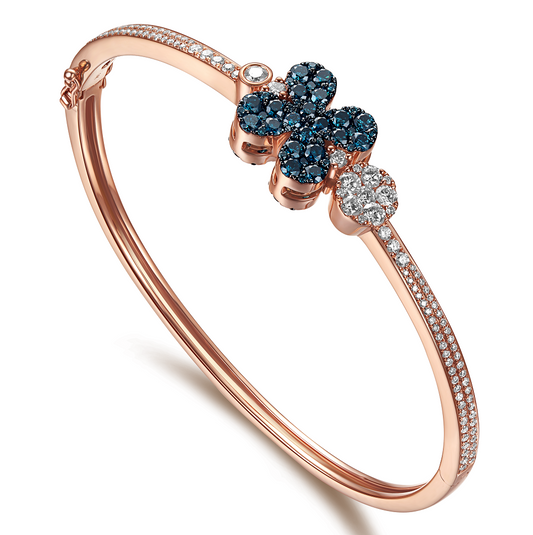 Flip Rose Gold Bangle with Blue and White diamonds