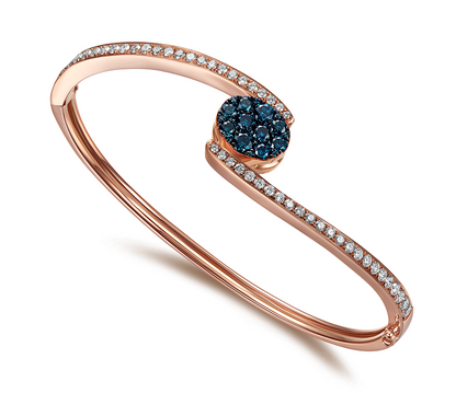 Flip Rose Gold Bangle with Blue and White diamonds