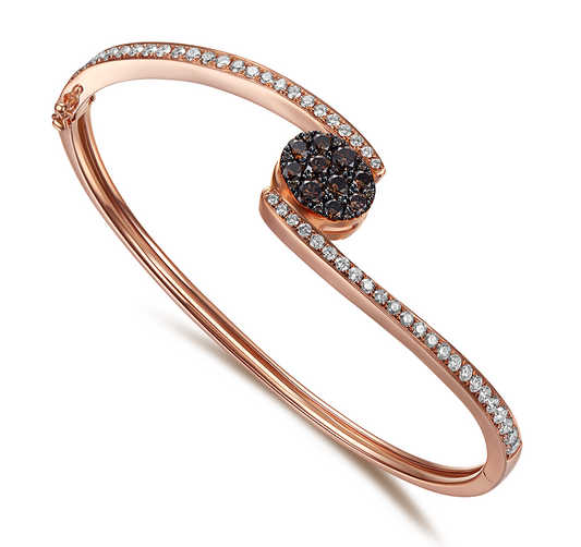 Flip Rose Gold Bangle with Brown and White diamonds