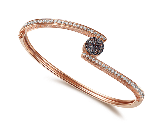 Flip Rose Gold Bangle with Brown and White diamonds