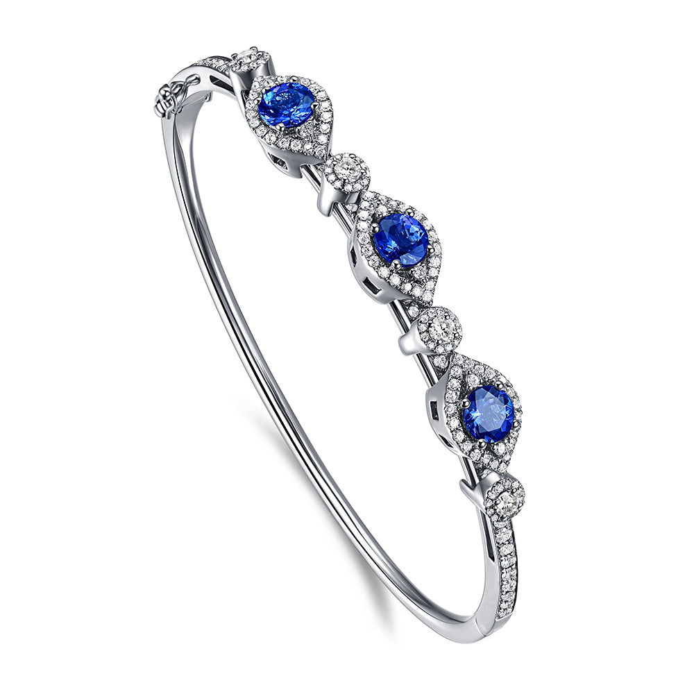 Floating White Gold Bangle with Tanzanite and White Diamond