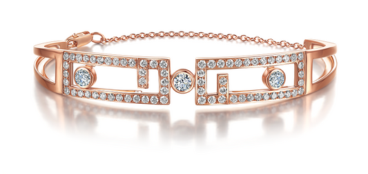 Floating Rose Gold Bangle with White diamonds