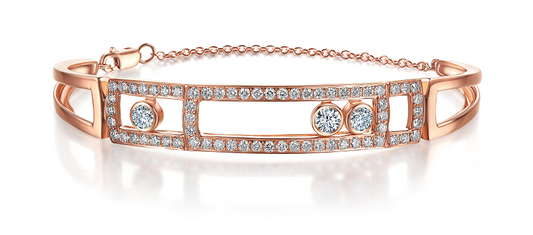 Floating Rose Gold Bangle with White diamonds