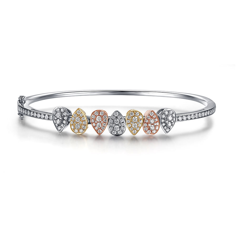 Floating White Gold Bangle with White Diamond