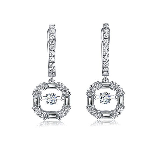14KT White Gold Dancing Diamond Earring
