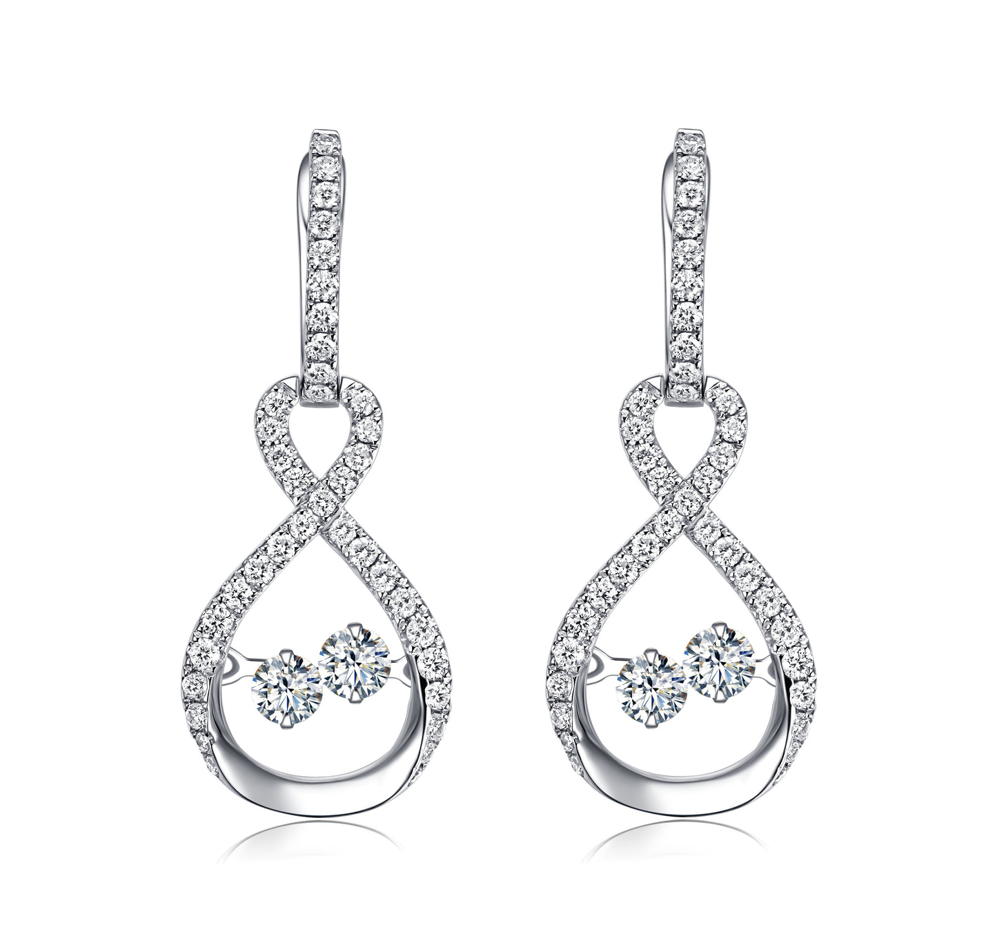 14KT White Gold Dancing Diamond Earring