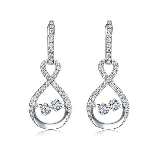 14KT White Gold Dancing Diamond Earring