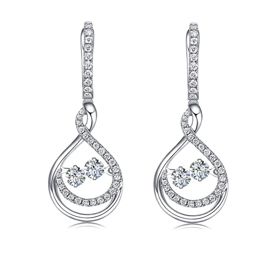14KT White Gold Dancing Diamond Earring