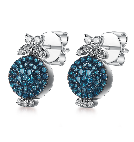 Flip White Gold Earring with Blue and Brown diamonds