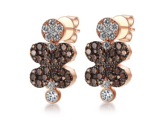 Flip Rose Gold Earring with Brown and Blue diamonds