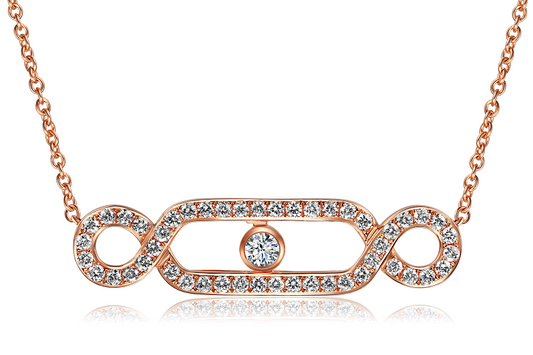 Floating Rose Gold Necklace with White Diamond