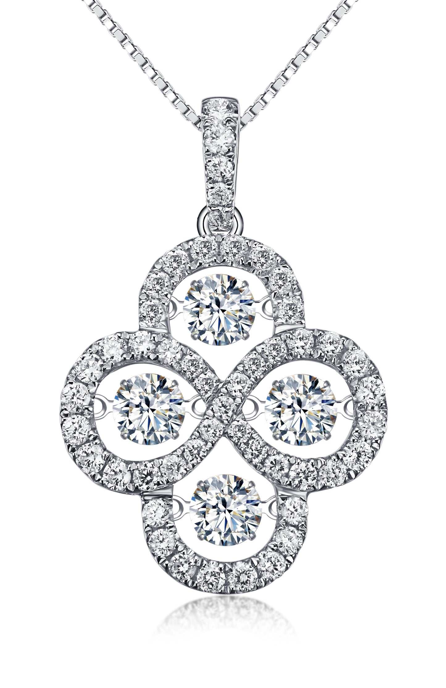 14KT White Gold Dancing Diamond Pendant