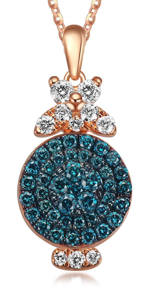 Flip Rose Gold Pendant with Blue and White diamonds