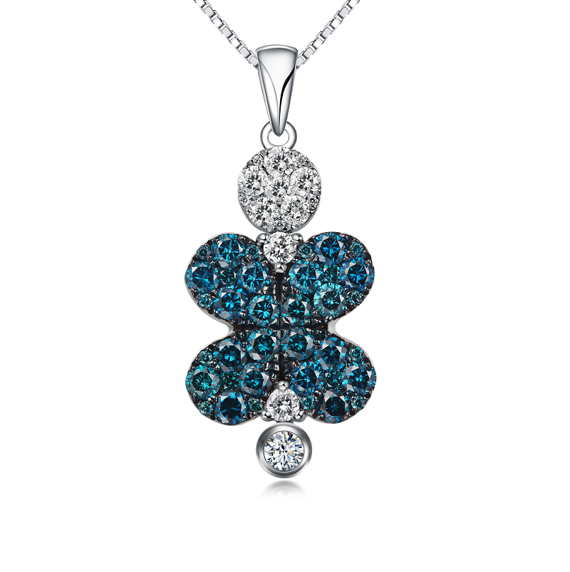 Flip White Gold Pendant with Blue and White diamonds