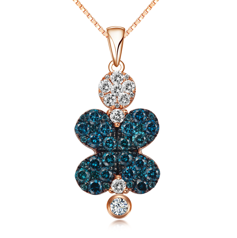Flip Rose Gold Pendant with Blue and White diamonds