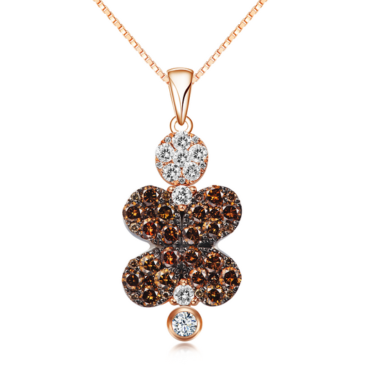 Flip Rose Gold Pendant with Brown and White diamonds