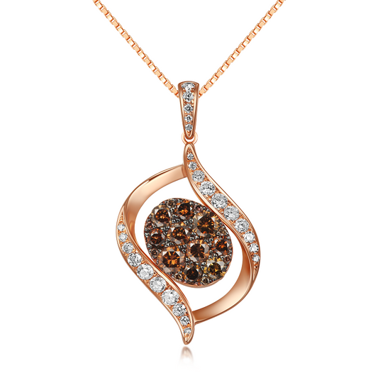 Flip Rose Gold Pendant with Brown and Blue diamonds