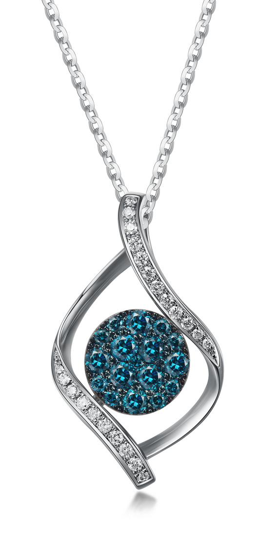 Flip White Gold Pendant with Blue and White diamonds
