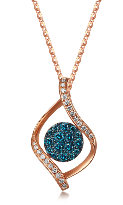 Flip Rose Gold Pendant with Blue and White diamonds