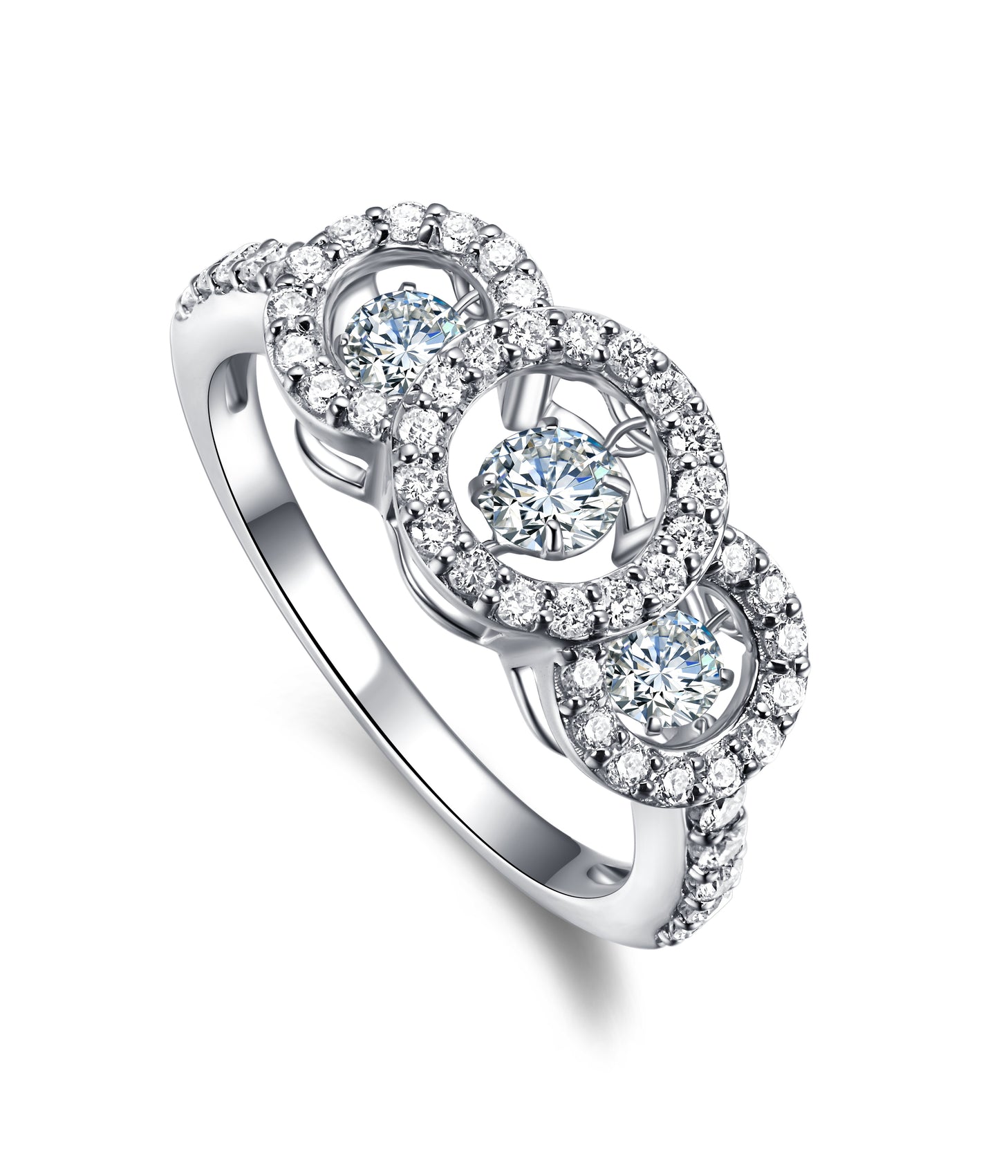 14KT White Gold Dancing Diamond Ring