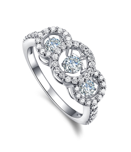 14KT White Gold Dancing Diamond Ring