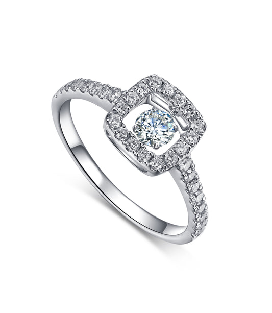 14KT White Gold Dancing Diamond Ring