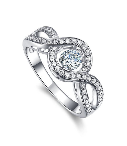 14KT White Gold Dancing Diamond Ring