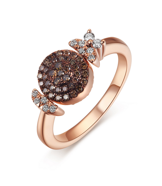 Flip Rose Gold Ring with Brown and Blue diamonds