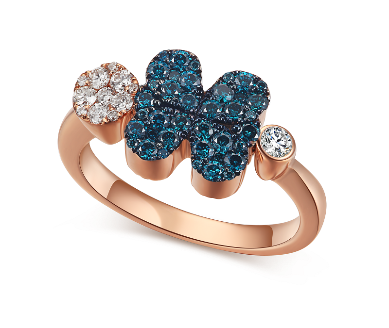 Flip Rose Gold Ring with Brown and Blue Diamonds