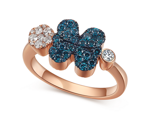 Flip Rose Gold Ring with Brown and Blue Diamonds