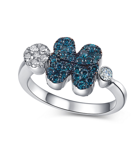 Flip White Gold Ring with Brown and Blue Diamonds